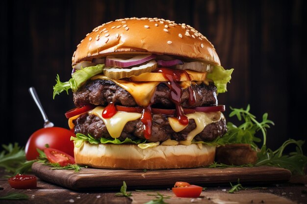 Fresh burger made from beef and vegetables with a large knife