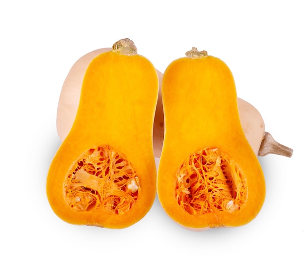 Fresh butternut squash isolated on a white background