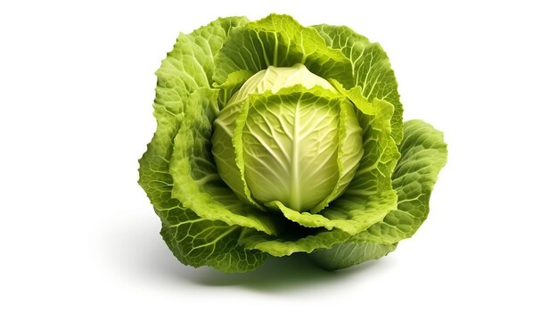 Fresh cabbage isolated on white background Close up Studio shot