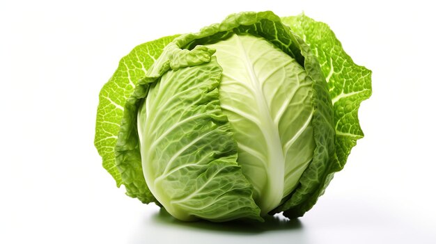 Fresh cabbage isolated on white background Close up Studio shot