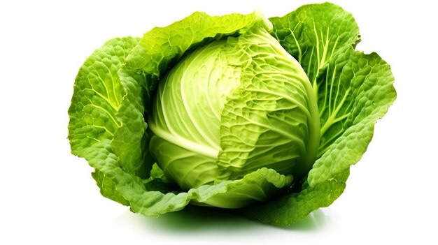 Fresh cabbage isolated on white background Close up Studio shot