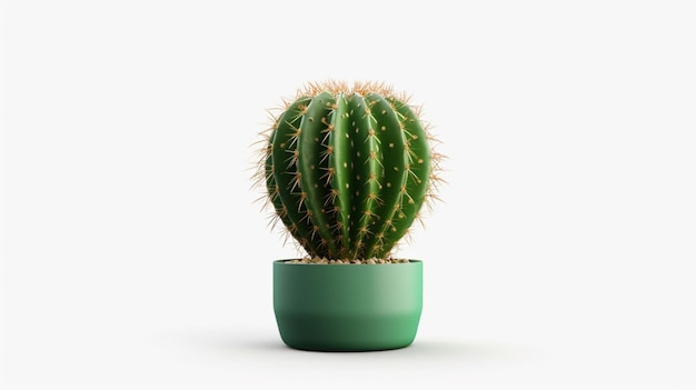 Fresh cactus green succulent cactus white background wallpaper image AI generated art