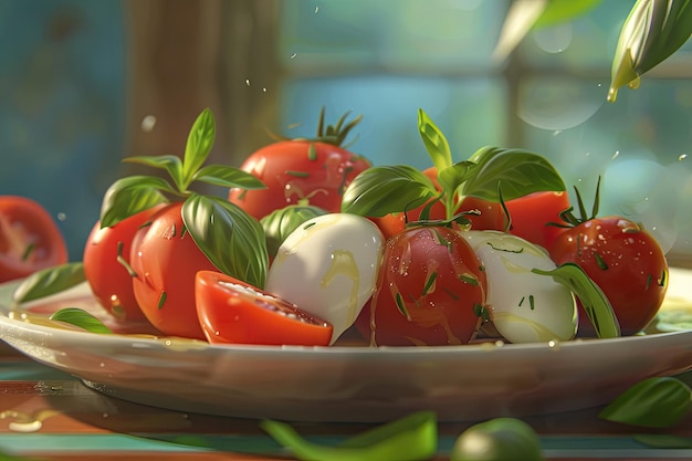 Fresh Caprese Salad with Tomatoes Mozzarella and Basil