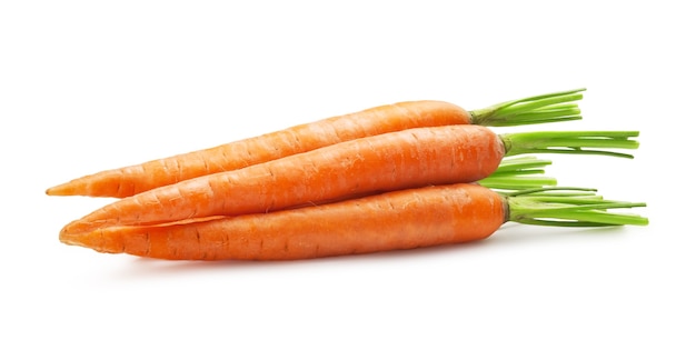 Fresh carrots isolated on white background