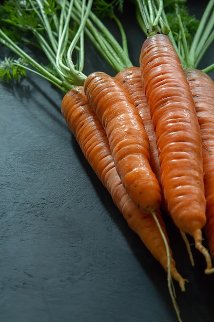 Fresh carrots with leaves