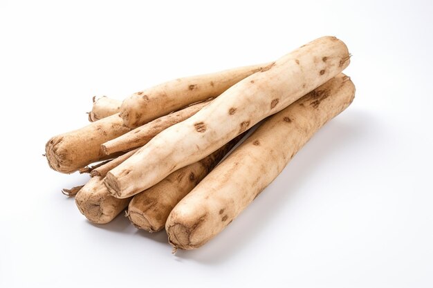 Fresh Cassava on Isolated White Background Created with Generative AI