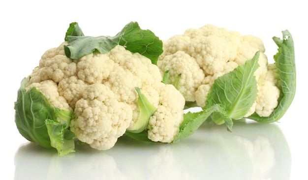 Fresh cauliflowers isolated on white