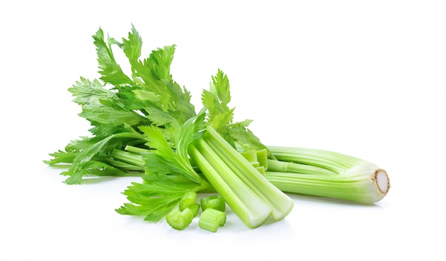 Fresh celery on white wall