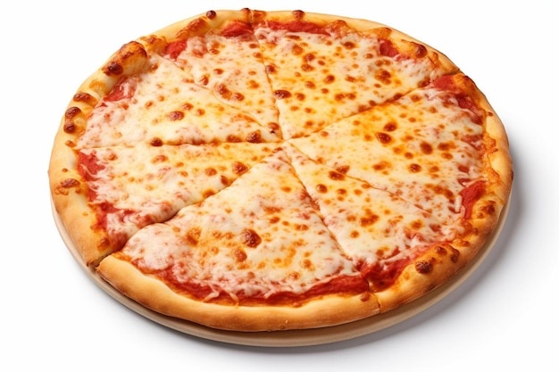 Photo fresh cheese pizza on a plain white surface