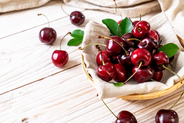 Fresh cherries in bowl