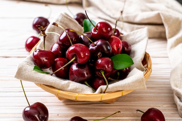 Fresh cherries in bowl