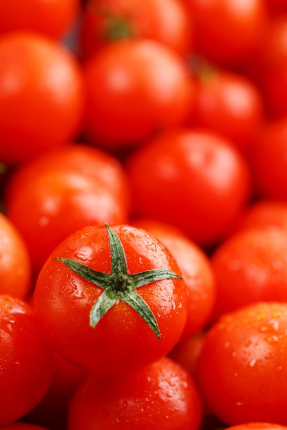 Fresh cherry tomatoes with closeup.