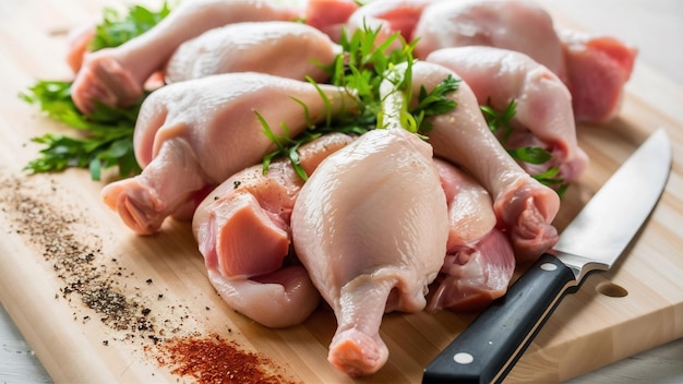 Fresh chicken meat portions for cooking and barbecuing with fresh seasoning