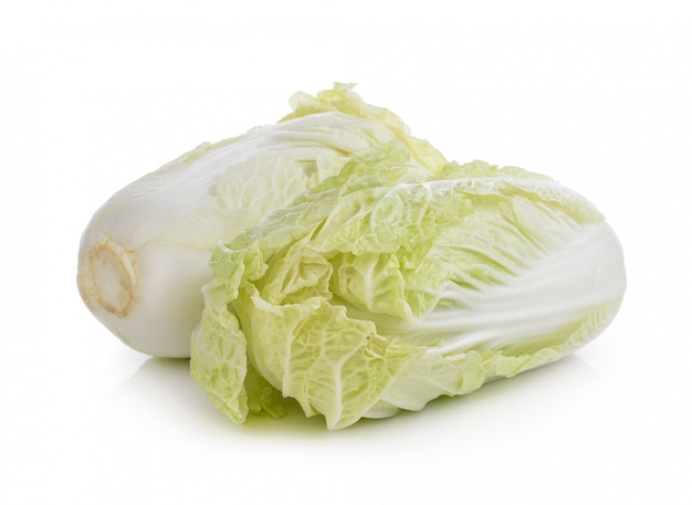 Fresh chinese cabbage on a white wall