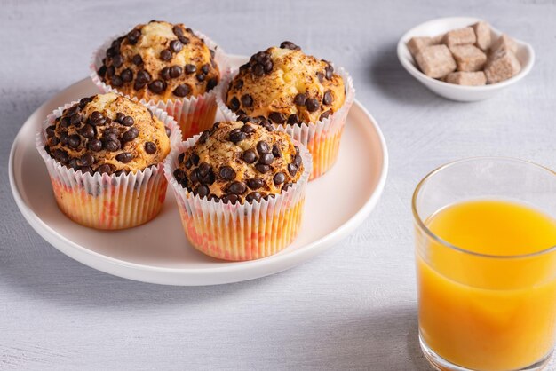 Fresh chocolate muffin closeup