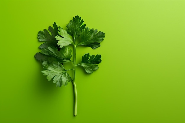 Photo fresh cilantro leaves on a green background