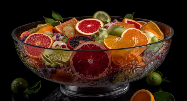 Fresh citrus fruits in a bowl summer delight generated by artificial intelligence