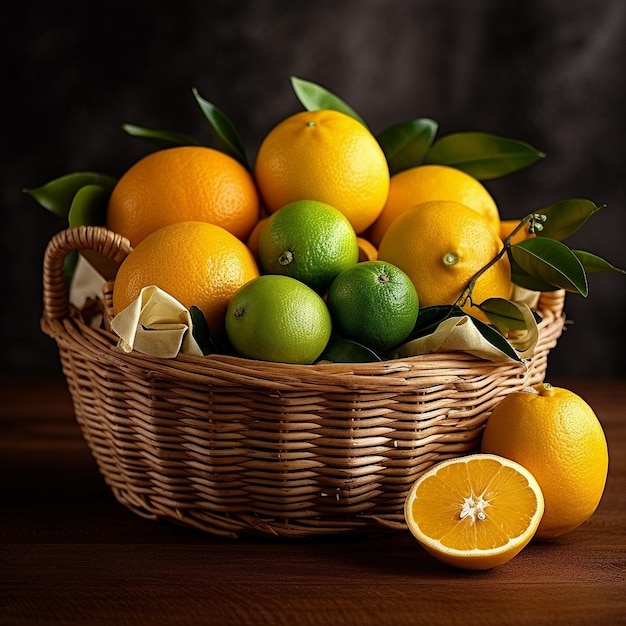 fresh citrus fruits in a healthy basket