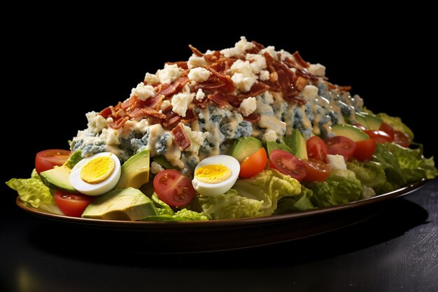 A fresh Cobb salad with a mix of hardboiled eggs avoca