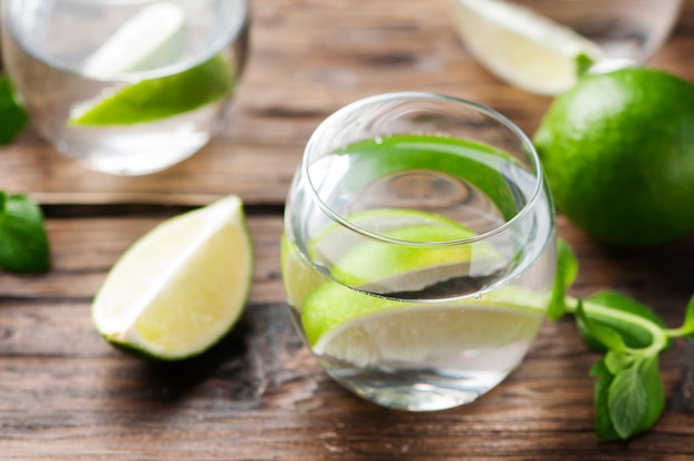 Fresh cocktail with lime and mint