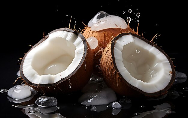 Fresh Coconut covered with water drops