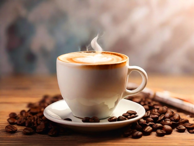 fresh coffee featuring white wood background 8k image download