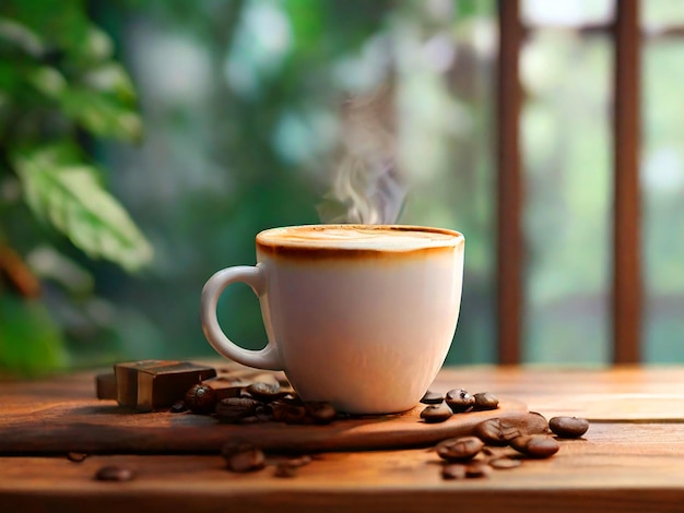 fresh coffee featuring white wood background 8k image download