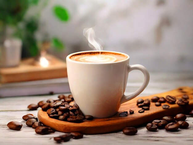 fresh coffee featuring white wood background 8k image download