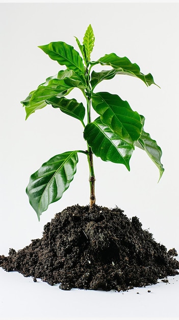 Fresh coffee plant with new life in a garden