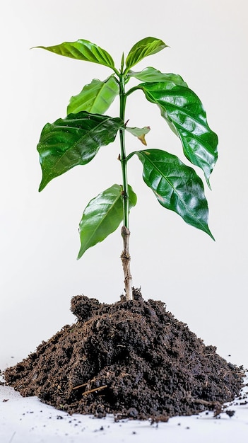 Fresh coffee plant with new life in a garden