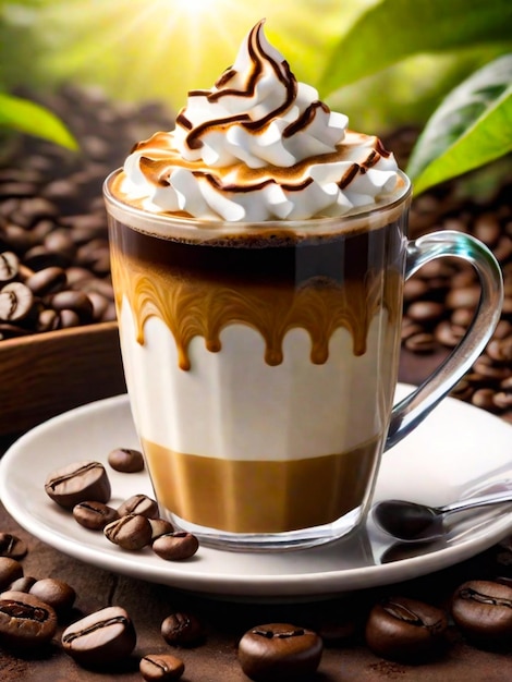 Fresh coffee sweet dessert indulgence in refreshing heat