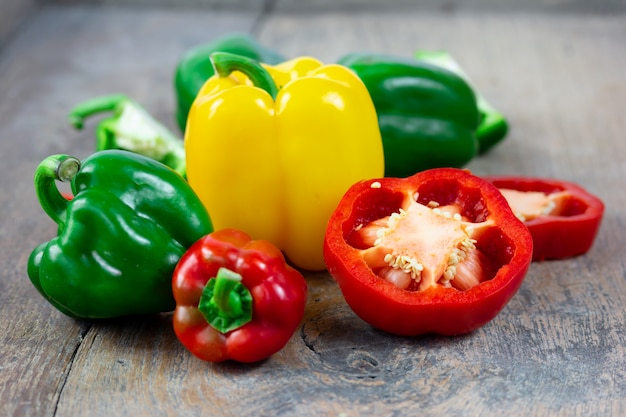 Fresh Colorful Bell pepper Half cut 