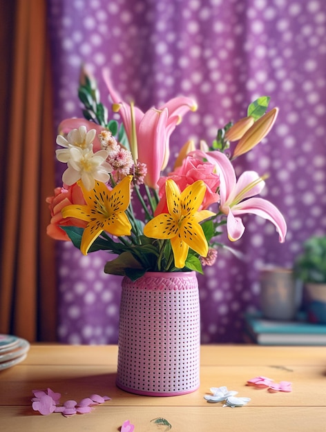 Fresh colorful flowers in the vase