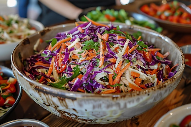 Fresh colorful vegetable salad in bowl