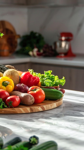 fresh colorful vegetables in a modern kitchen design