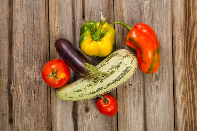 fresh colourful Vegetables on wood table