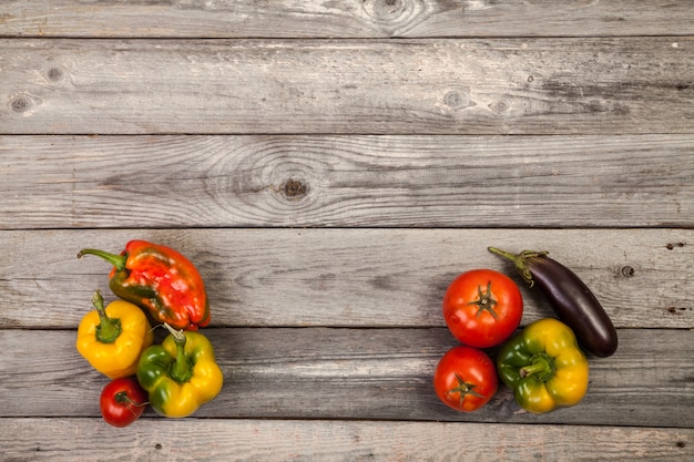 fresh colourful Vegetables on wood table