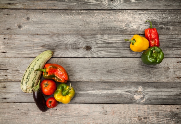 fresh colourful Vegetables on wood table