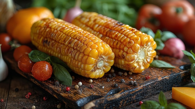 Fresh Corn on the Cob on a Rustic Wooden Table