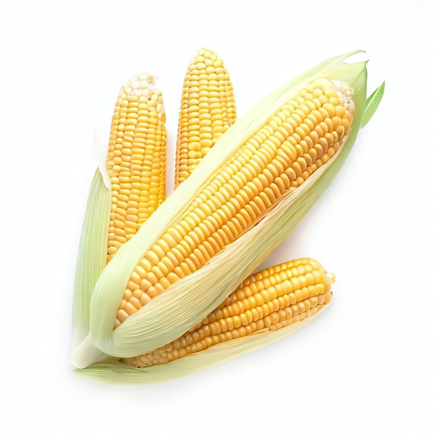 Fresh corn isolated on a white background with a clipping path Organic food Generative AI