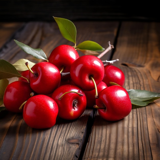 Fresh Crabapples on wooden background