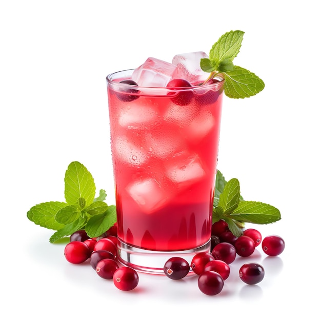 Fresh Cranberry juice isolated on white background