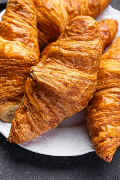 fresh croissant pastries meal food snack on the table copy space food background rustic top view