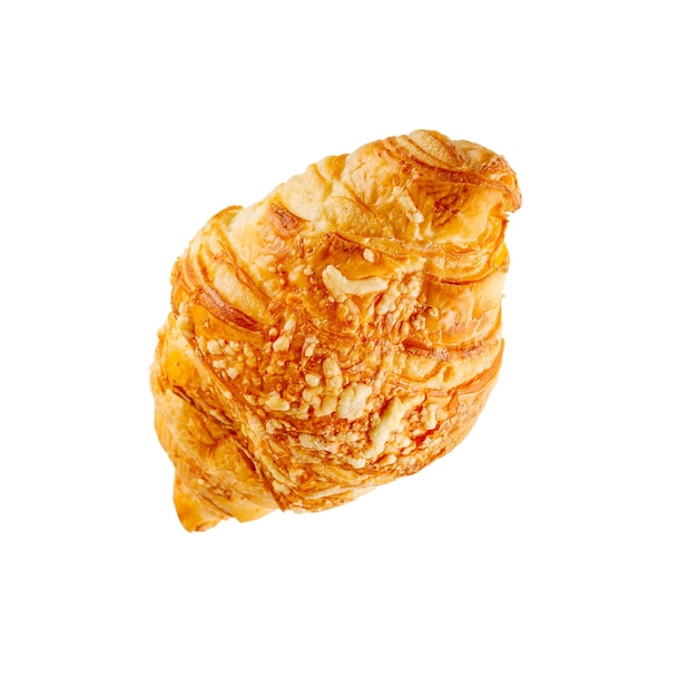 Fresh croissant with cheese isolated on white background