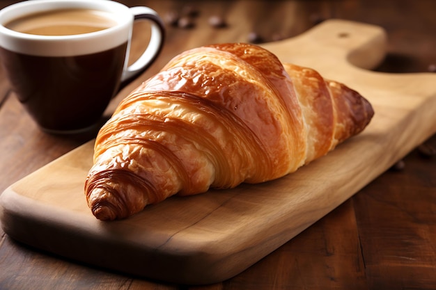 Fresh croissants and coffee a sweet breakfast treat generated