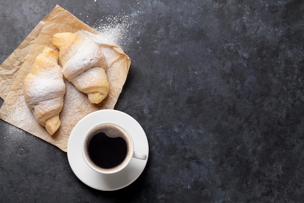 Fresh croissants and coffee