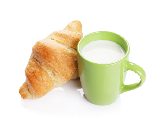 Fresh croissants and milk