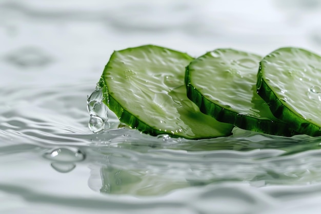 Fresh cucumber slices on a transparent glass plate Suitable for food and healthy eating concepts