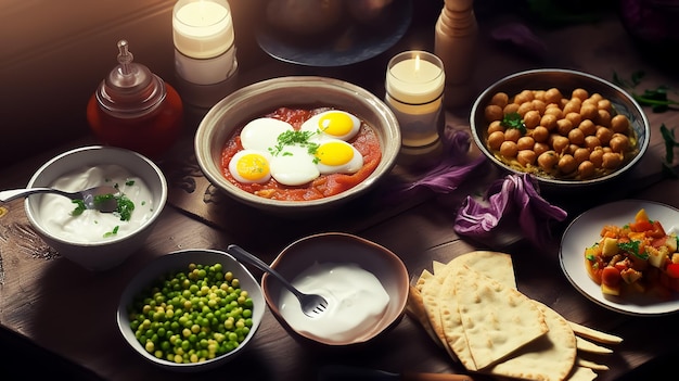 fresh Delicious Arabian Breakfast