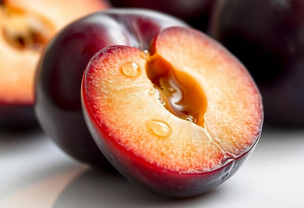 Photo fresh and delicious ripe plum with a smooth surface